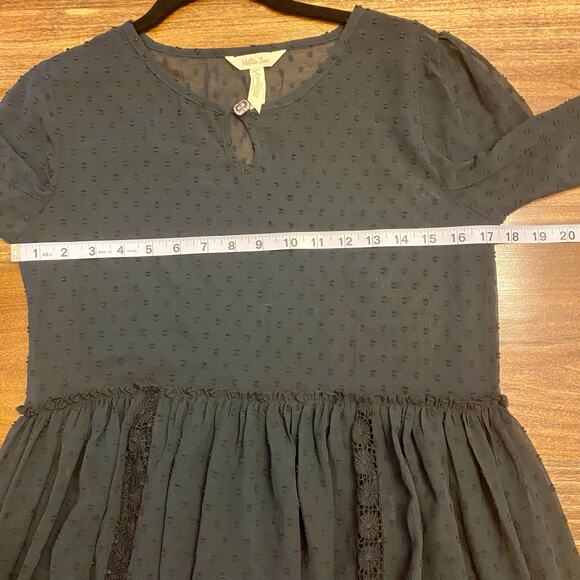 Matilda Jane Nostalgia Charlie Swiss Dot Black Dress Small Boho Whimsigoth - Picture 3 of 13